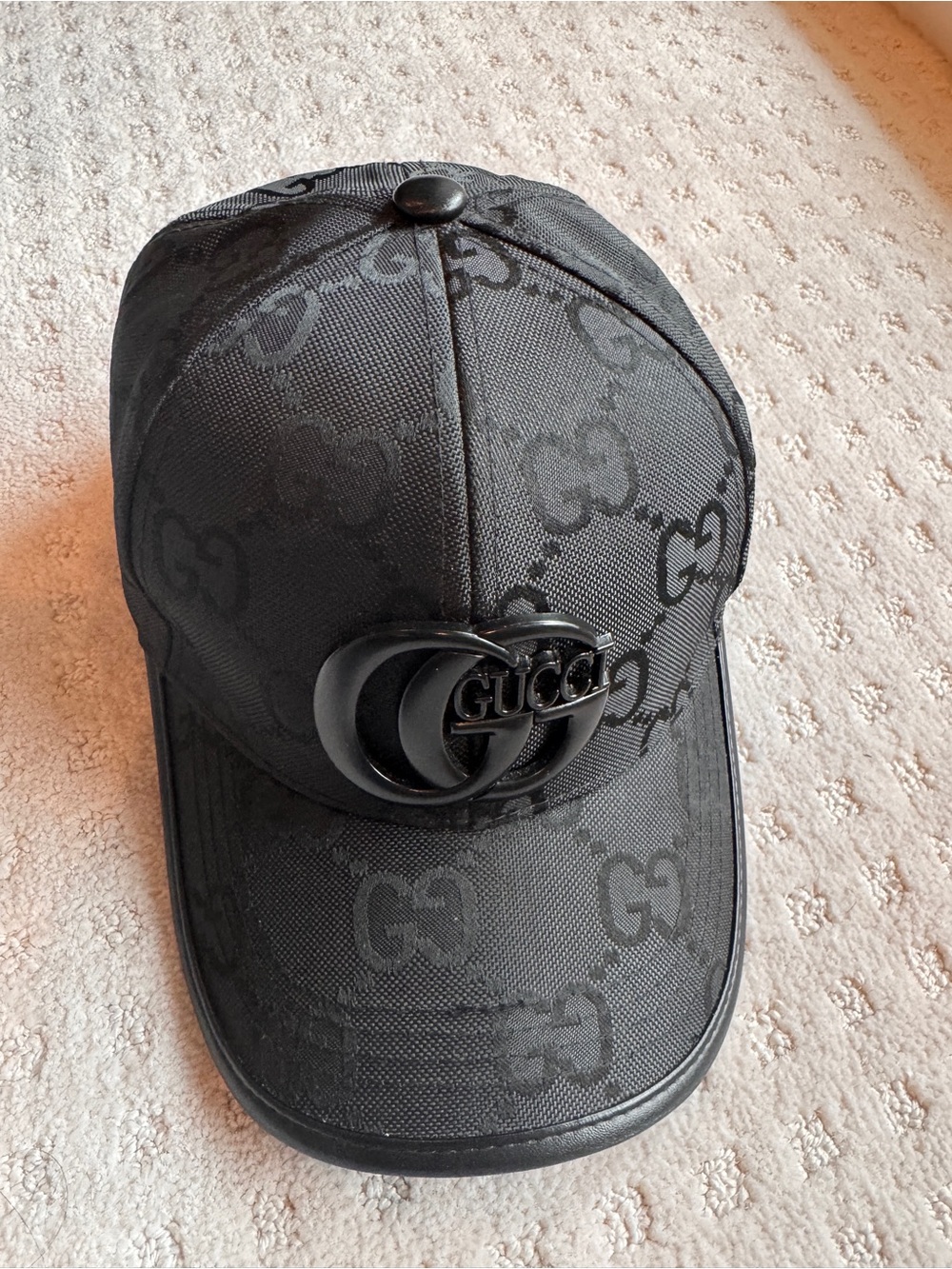 Gucci Black GG Canvas Baseball Cap Adjustable Made in Italy